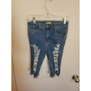 American Bazi Denim Shorts Bermuda Distressed Cowgirl Rockabilly Womens 28 waist